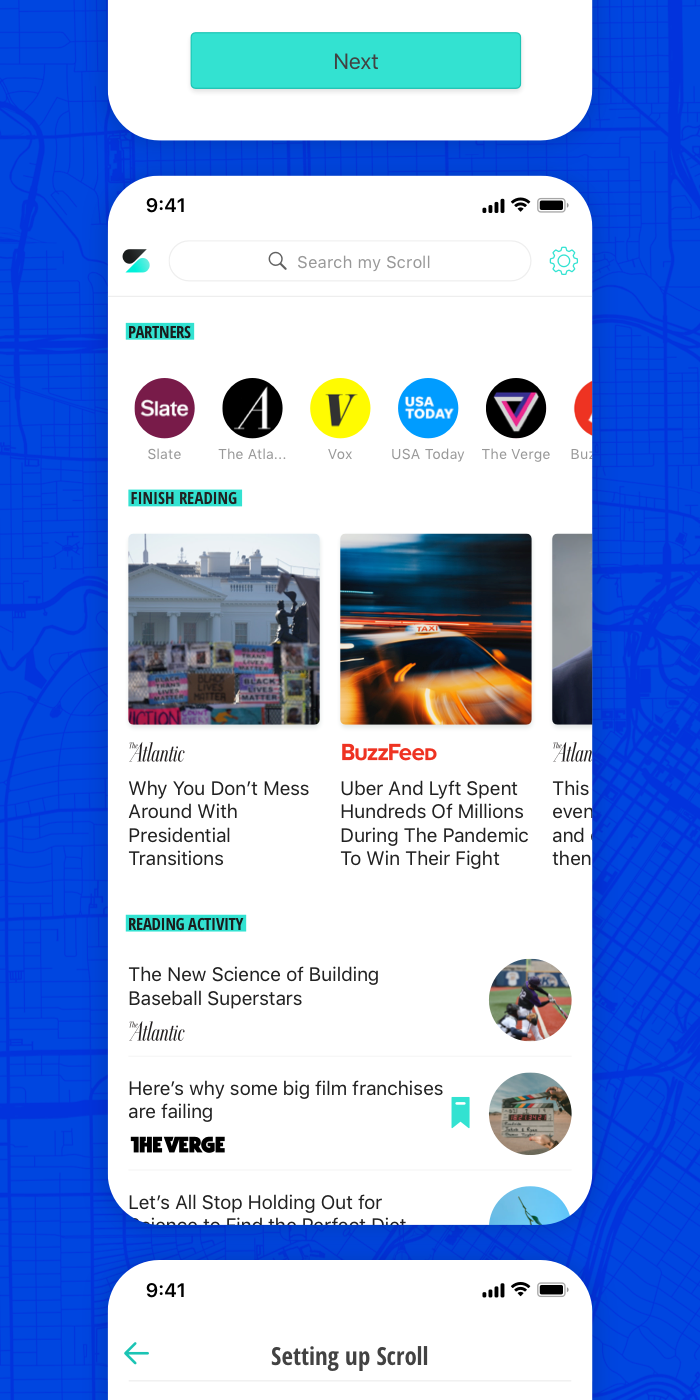 Mobile news feed interface