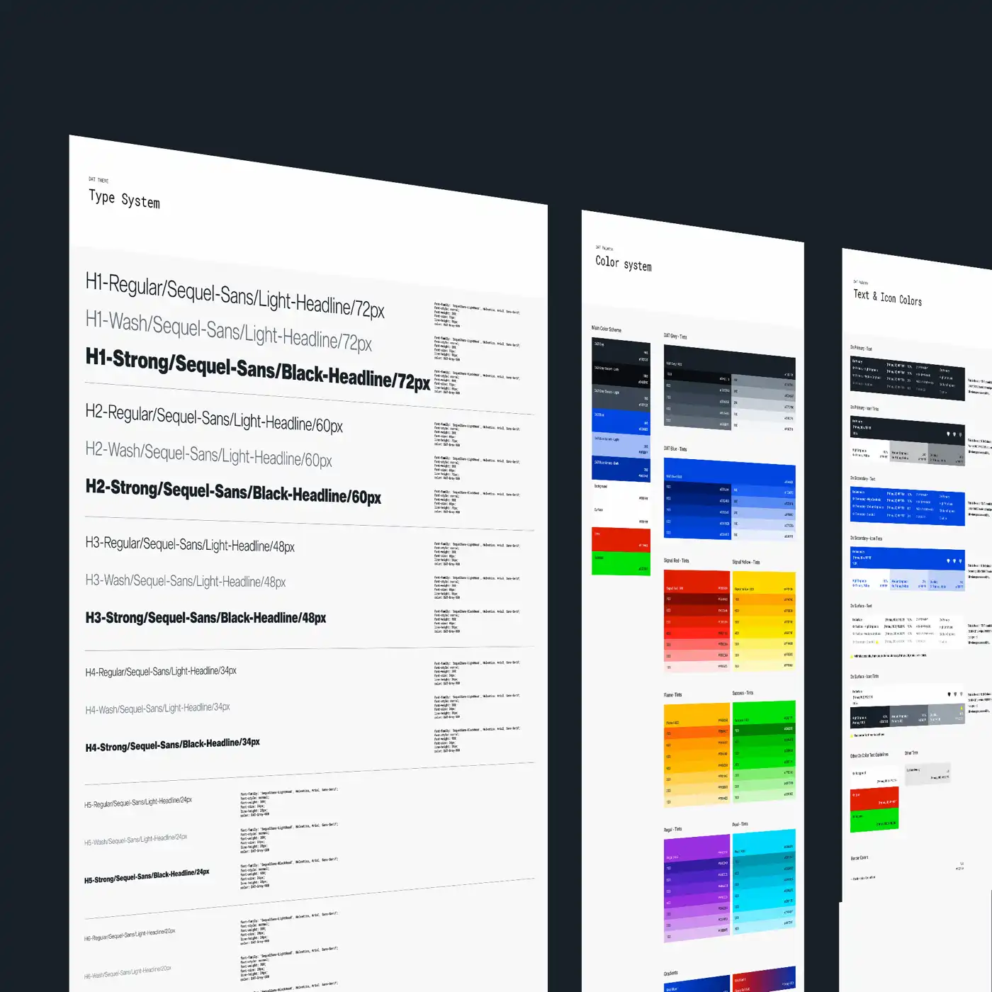 Color palette and typography of a design system